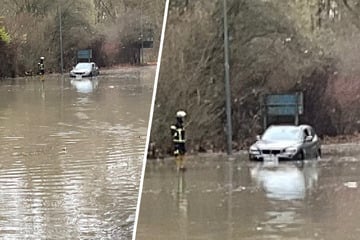 Nichts geht mehr: Autofahrer plötzlich von Wassermassen umzingelt