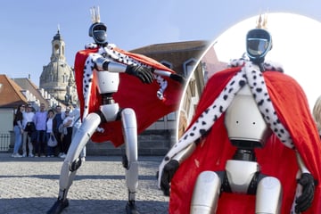 Dresden: Mit Krone durch Dresden: Roboter-König sorgt für staunende Gesichter