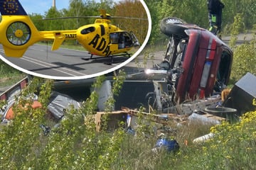 Schwerer Unfall am Zwenkauer See: Auto rauscht von Straße und überschlägt sich
