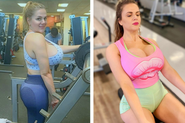 Frau mit XXL-Brüsten beeindruckt Fans mit viel zu engen Fitness-Outfits