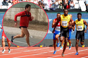 The fastest sprint in high heels nearly beats Usain Bolt