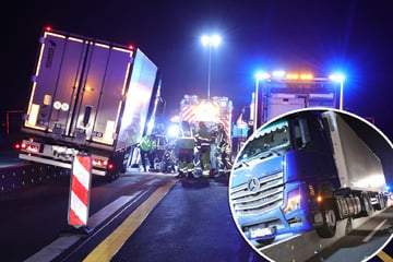 Unfall A4: Unfall an A4-Baustelle bei Dresden: Lkw auf Leitplanke gestrandet