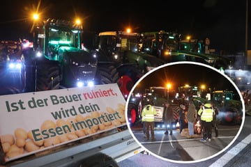 Wütende Bauern protestieren vor Logistikzentrum von Lidl in Sachsen