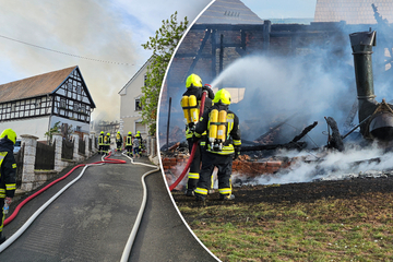Qualm kilometerweit zu sehen: Scheune bei Zwickau komplett abgebrannt!