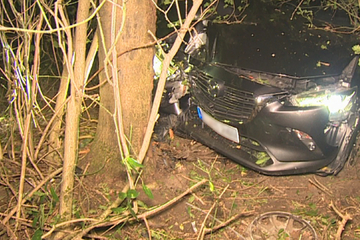 Unfall A57: Spektakuläre Flucht mit geklautem Auto: Fahrer brettert gegen Baum und türmt