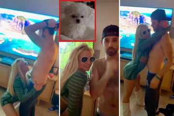 Britney Spears dances suggestively with her manager before terrifying puppy emergency!