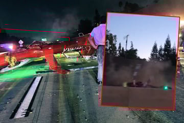 Helikopter kracht auf die Straße: Autofahrer filmt den Horror-Absturz