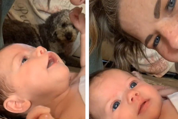 Mutter kuschelt mit Baby: Als sie sieht, was ihr Hund tut, bricht ihr das Herz