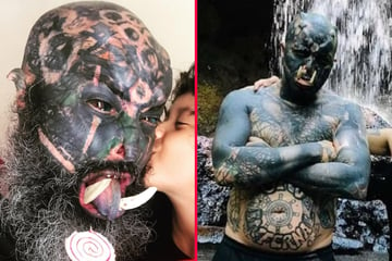 Ink addict who turned himself into a Lord of the Rings orc shares happy family life