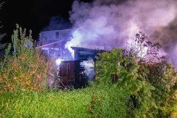 Feuerwehreinsatz im Erzgebirge: Gartenlaube und Hecke brennen
