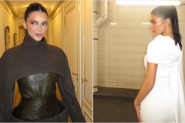 Kylie and Kendall Jenner turn heads at Paris Fashion Week with yin-yang fits