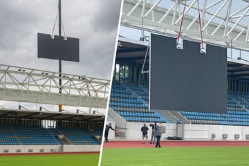 Dresden: 2. Versuch nach Anzeigetafel-Dilemma: Die Leinwand hängt im Heinz-Steyer-Stadion