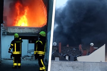 Frankfurt: Weit sichtbare Rauchsäule: Flammen-Inferno fordert Frankfurter Feuerwehr