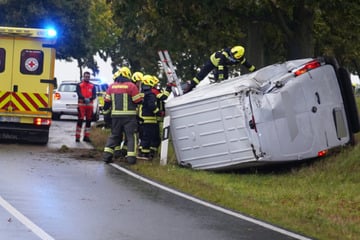 Paketauto überschlägt sich und knallt gegen Bäume: Fahrer schwer verletzt