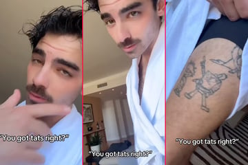 Joe Jonas reveals cheeky '90s cartoon-inspired thigh tattoos in new video