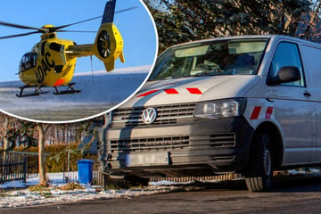 VW-Transporter erfasst Fußgängerin bei Zwickau: Rettungs-Heli bringt sie in Klinik