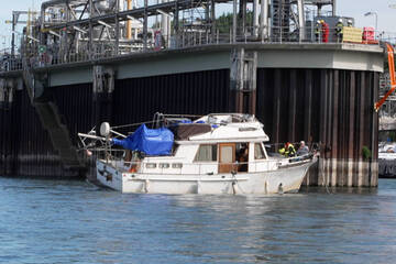 Stundenlanger Einsatz auf dem Rhein: Sportboot läuft auf Sandbank auf
