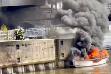 Hamburg: Feuer-Inferno im Hamburger Hafen! Boot brennt lichterloh, dichte Rauchwolke