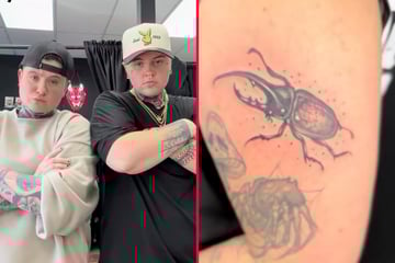 Tattooed twins ink each another in crazy social media moment