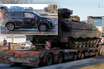 Kurioser Unfall im Erzgebirge: Honda kracht mit Panzer-Lkw zusammen