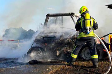 Schreck bei Mäharbeiten: Fahrer kann sich gerade so retten, bevor Maschine in Flammen aufgeht