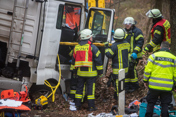 Lastwagen kracht auf Bundesstraße in Baum: Fahrer verletzt