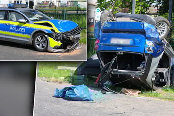 Schlimmer Unfall in Sachsen: Streifenwagen rammt Smart, Fahrer eingeklemmt