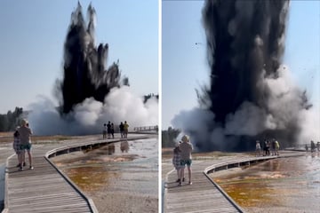Touristen wandern durch Park, als plötzlich der Boden explodiert!