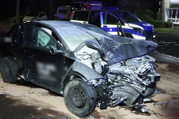 Teenager (14, 15) fliehen in Mietwagen vor Polizei: Auto kracht gegen Baum und fängt Feuer