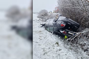 Schneeglatte Autobahn! Audi überschlägt sich auf der A36