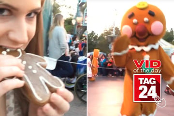 Viral Video of the Day for December 29, 2024: Girl eats Gingerbread man while staring down performer at Disneyland