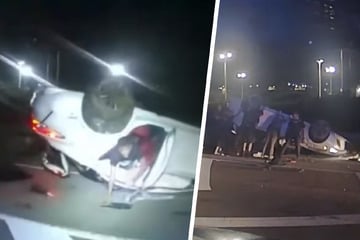 Unfallfahrer droht zu ersticken - Polizist schnappt sich Insassen, um Auto anzuheben