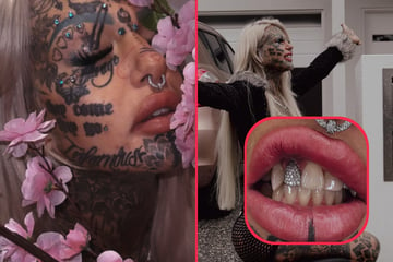 Tattoo and body mod addict shows off "dope" gold teeth and fangs