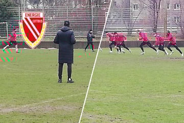 Mit drei Rückkehrern - hier knüppelt Cottbus Extra-Meter für den Aufstieg