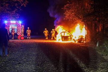 Feuer am Madlower Badesee: Geparktes Auto brennt lichterloh