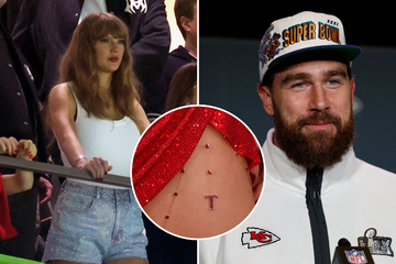 Taylor Swift turns "T" thigh jewelry into Travis Kelce tribute at Super Bowl LIX