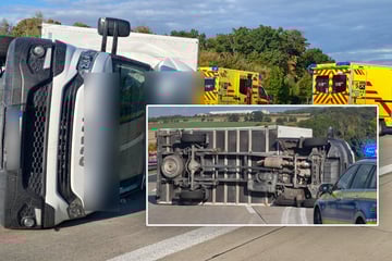 Unfall A4: Unfall auf A4 in Sachsen: Umgekippter Transporter legt Autobahn lahm