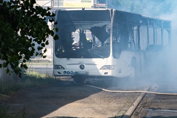 Bus in Flammen! Feuerwehr hat alle Hände voll zu tun, Fahrzeug brennt völlig aus