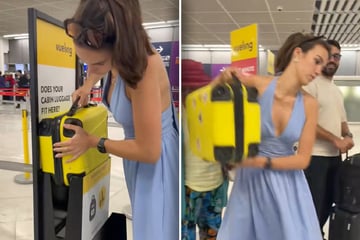 Passagierin soll Koffergröße in Testbox messen: Was sie dann tut, hat niemand erwartet