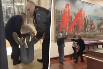 Aktivisten beschmieren historisches Kolumbus-Gemälde mit roter Farbe