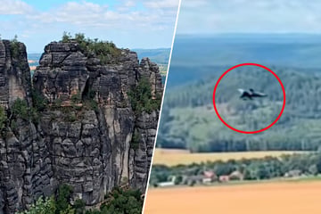 Schreck für Wanderer: Hier donnert ein Kampfjet im Tiefflug durch die Sächsische Schweiz