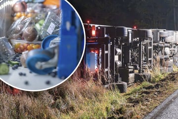 Sorgen Wildschweine für leere Regale? Lebensmittel-Lkw weicht Tieren aus und kippt um