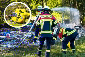 Selbst gebaute Baracke brennt: Schwerverletzter in Klinik geflogen