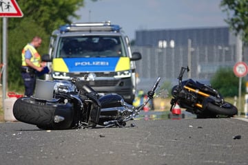 Biker-Crash auf B173: Zwei Schwerverletzte bei Freiberg