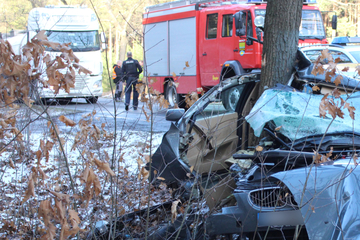 BMW-Fahrer muss nach heftigem Baum-Crash gerettet werden!