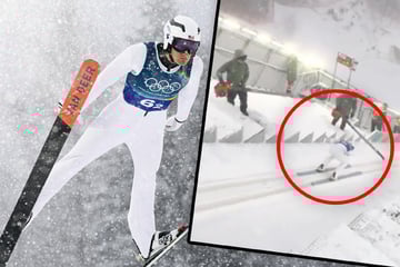 Schock-Moment bei Olympia! Springer kollidiert im Anlauf mit Laubbläser