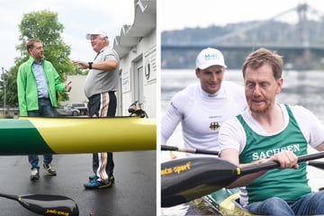 Michael Kretschmer geht dank Tom Liebscher nicht baden: MP steigt auf der Elbe ins Kajak!