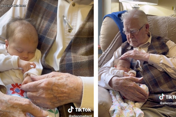 100-Jähriger trifft zum ersten Mal seinen Urenkel: Seine Reaktion lässt Herzen schmelzen