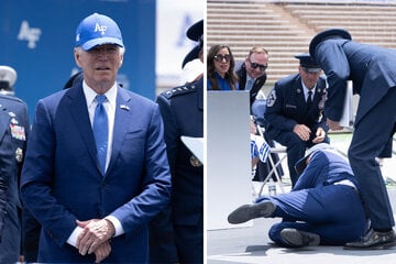 Joe Biden takes a tumble on Air Force stage