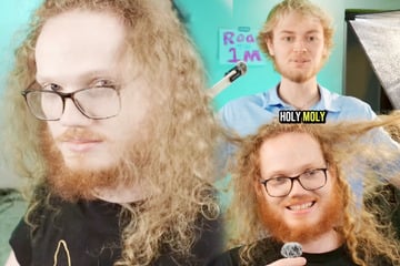 Als Zuschauer sehen, was Friseur aus diesem Langhaar-Mann macht, fällt ihnen die Kinnlade runter